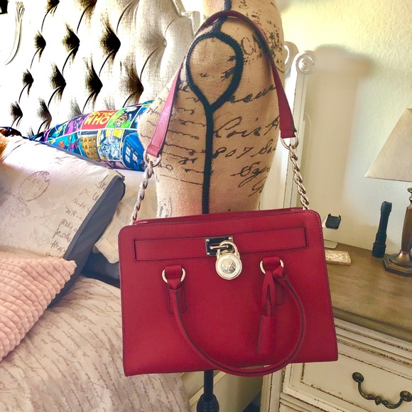 Michael Kors Handbags - Michael Kors Hamilton satchel red purse bag.
